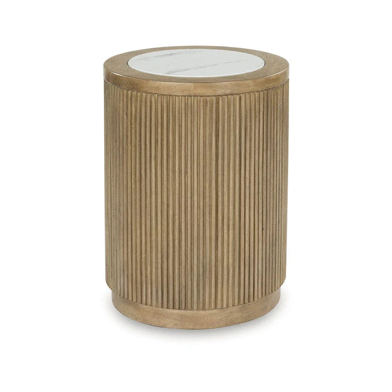 Signature Design by Ashley Camdill Light Brown and White End Table - Dimensions: 18.13" W x 18.13" D x 23.75" H 2