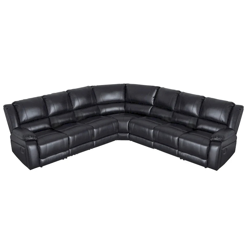 129W 7-Seat Faux Leather Manual Reclining Large Sectional Sofa 11