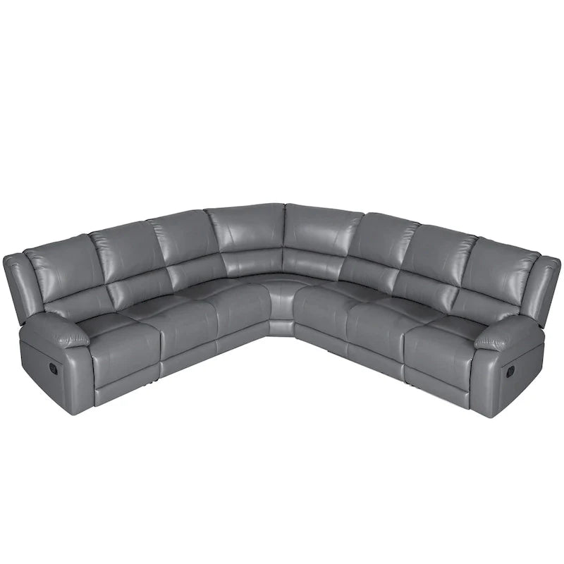 129W 7-Seat Faux Leather Manual Reclining Large Sectional Sofa 15