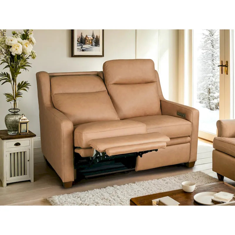 Authentic Leather 56-Inch Triple-Motor Power Reclining Loveseat with Zero-Wall Design and USB & USB-C Ports 1