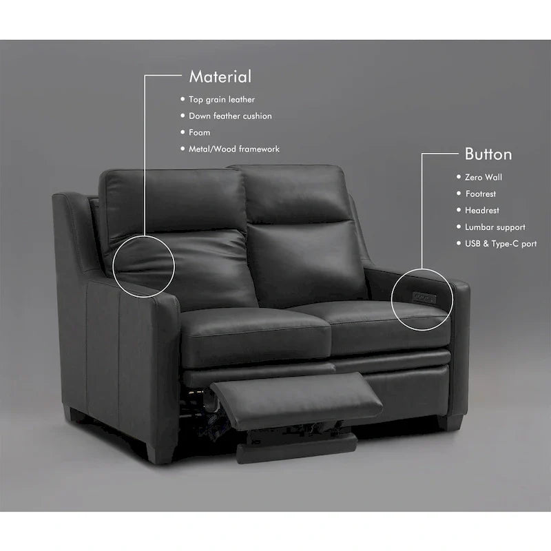 Authentic Leather 56-Inch Triple-Motor Power Reclining Loveseat with Zero-Wall Design and USB & USB-C Ports 18