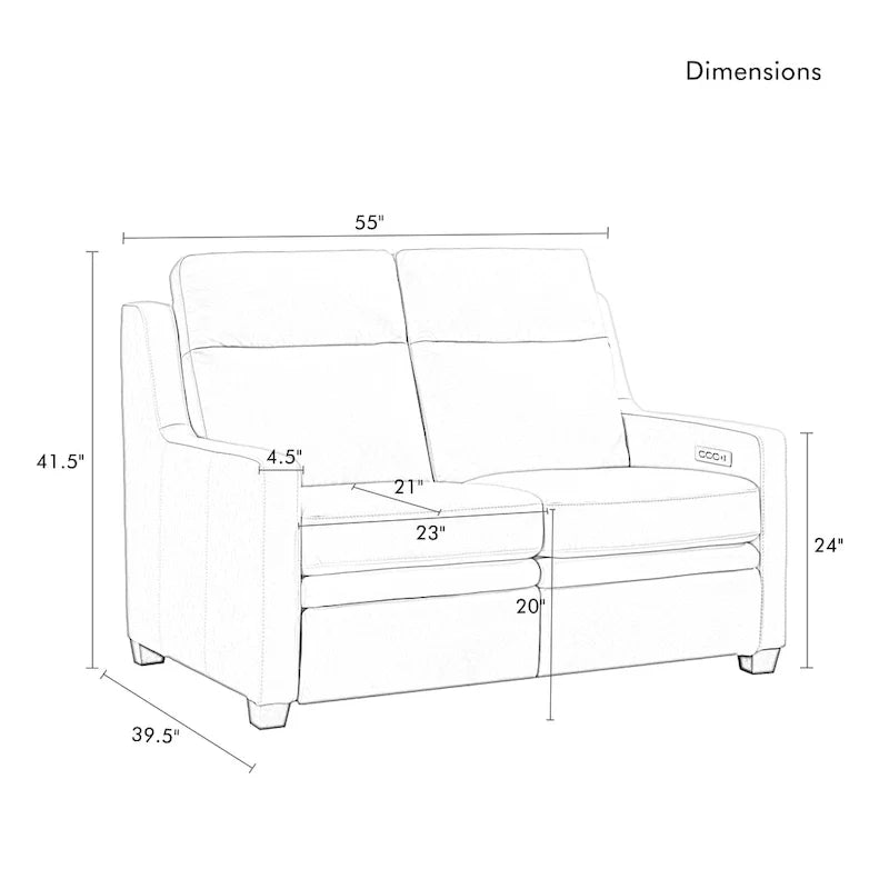 Authentic Leather 56-Inch Triple-Motor Power Reclining Loveseat with Zero-Wall Design and USB & USB-C Ports 19