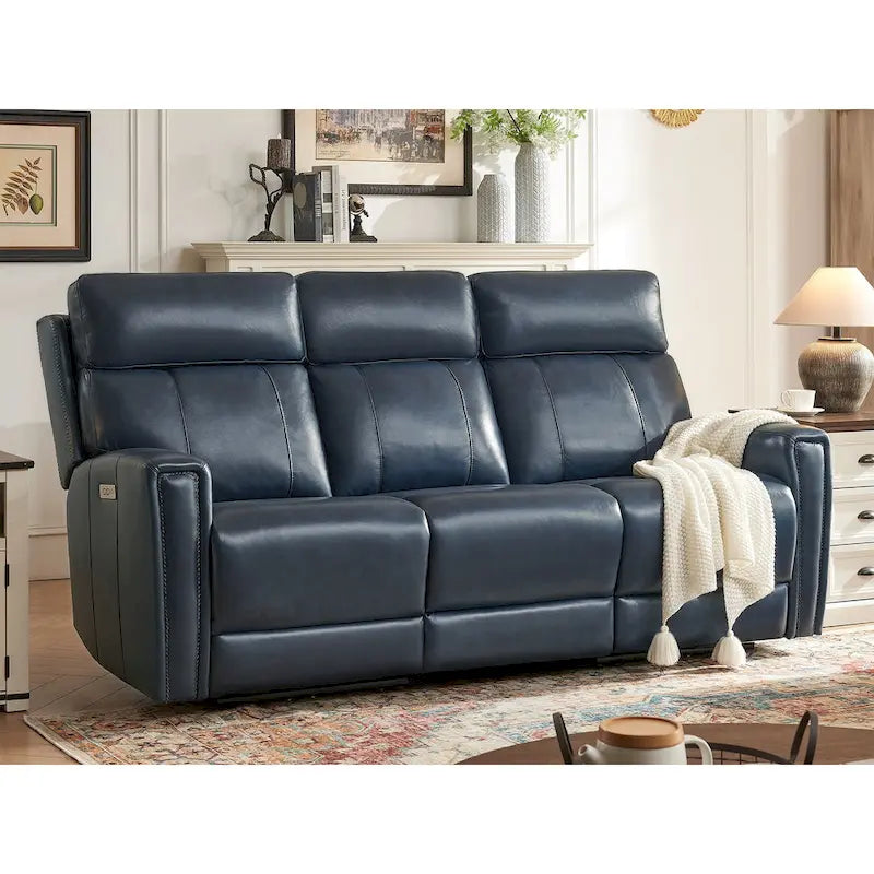 81.5" Genuine Leather Zero Gravity Power Recliner Sofa with Power Headrest and USB/USB-C Ports 9
