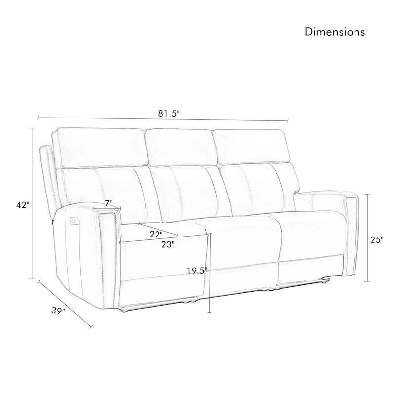 81.5" Genuine Leather Zero Gravity Power Recliner Sofa with Power Headrest and USB/USB-C Ports 13