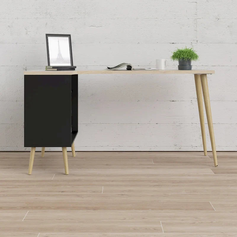 Carson Carrington Kristiansund L-Shaped Desk with 2 Drawers and 3 Shelves 1