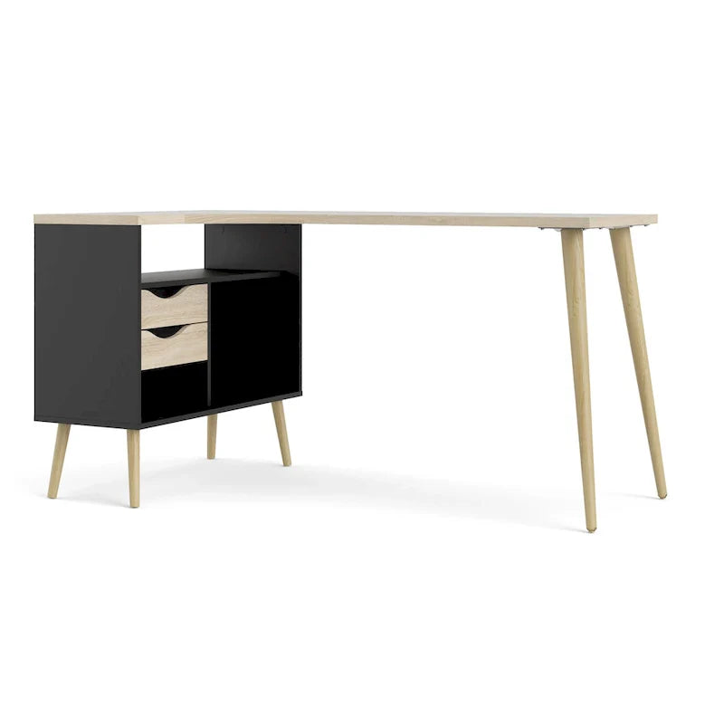 Carson Carrington Kristiansund L-Shaped Desk with 2 Drawers and 3 Shelves 3