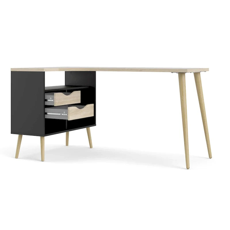 Carson Carrington Kristiansund L-Shaped Desk with 2 Drawers and 3 Shelves 4