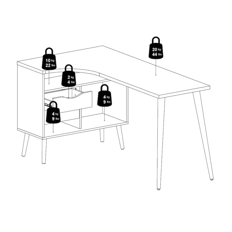 Carson Carrington Kristiansund L-Shaped Desk with 2 Drawers and 3 Shelves 10