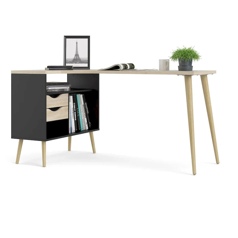 Carson Carrington Kristiansund L-Shaped Desk with 2 Drawers and 3 Shelves 12