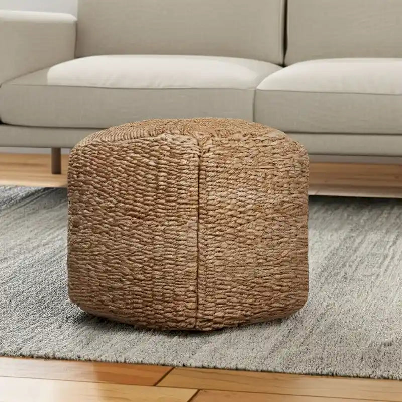 HomeRoots 18-Inch Natural Jute Woven Cube Pouf Ottoman 1