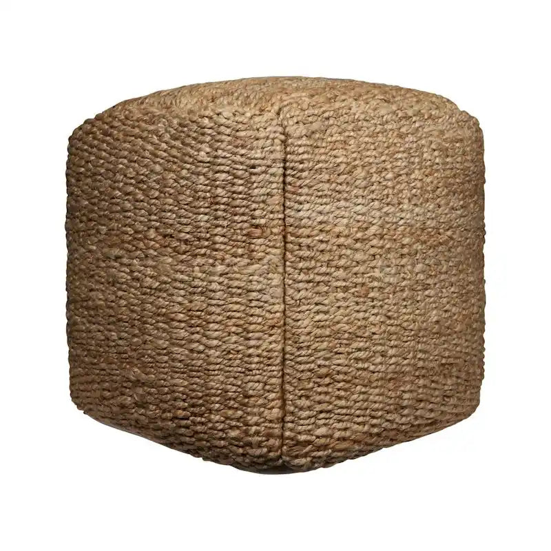 HomeRoots 18-Inch Natural Jute Woven Cube Pouf Ottoman 2