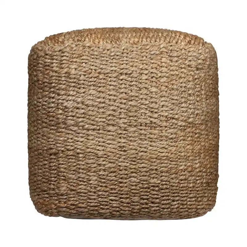 HomeRoots 18-Inch Natural Jute Woven Cube Pouf Ottoman 3