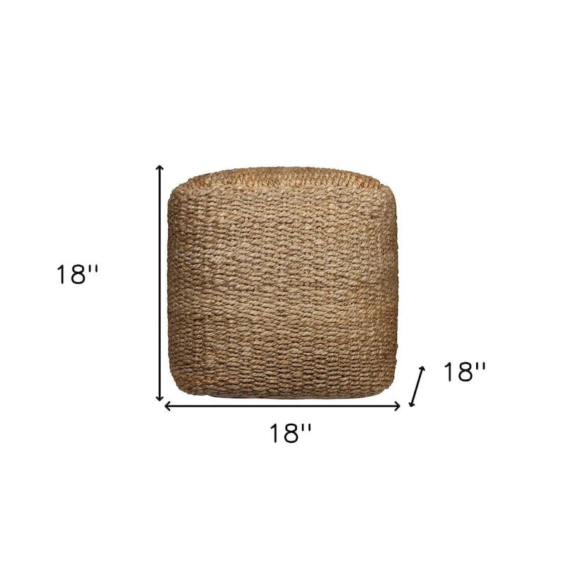 HomeRoots 18-Inch Natural Jute Woven Cube Pouf Ottoman 4