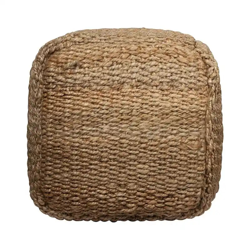 HomeRoots 18-Inch Natural Jute Woven Cube Pouf Ottoman 5