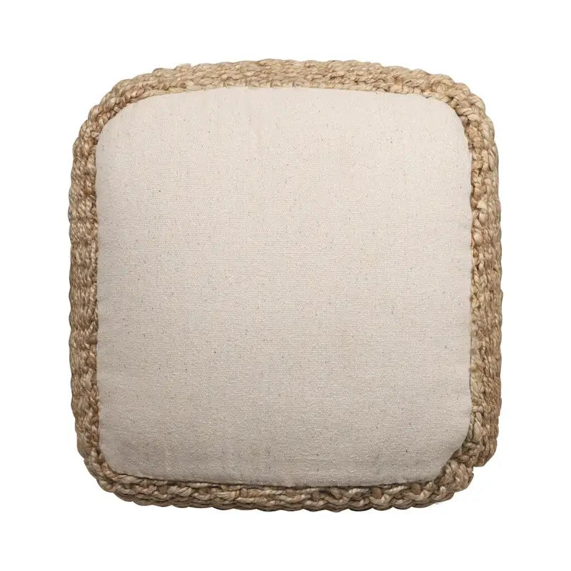 HomeRoots 18-Inch Natural Jute Woven Cube Pouf Ottoman 6