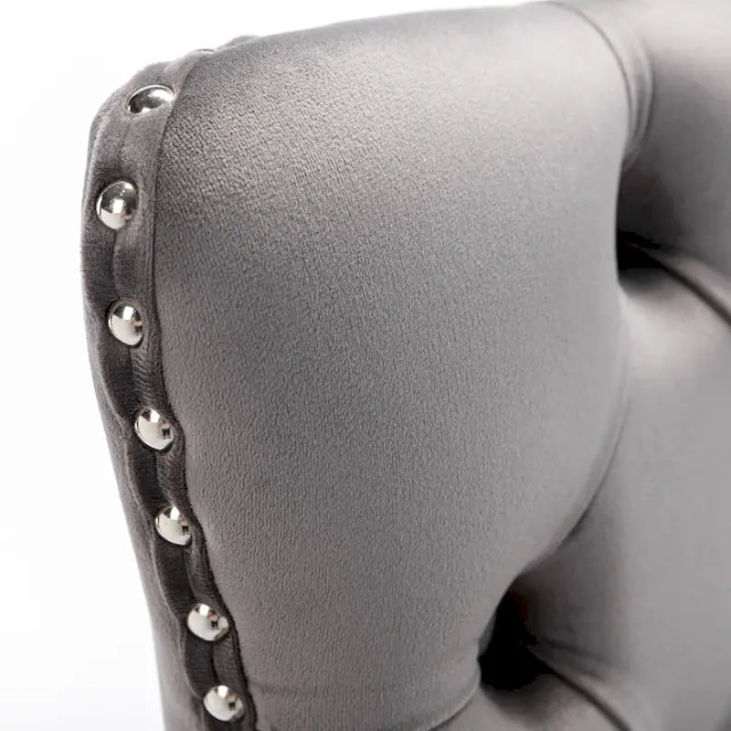 Contemporary Set of 2 Bar Stools with Button-Tufted Back and Studded Trim, Chrome Metal Base - Ideal for Dining Room, Living Room, and Bedroom 25