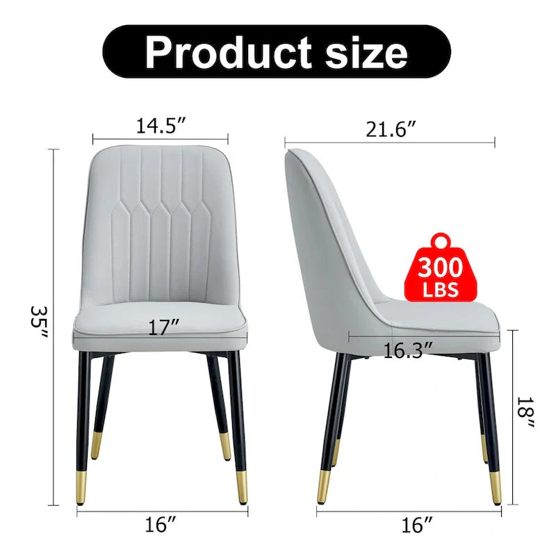 Contemporary Set of 4 Faux Leather Dining Chairs with Cushioned Backrests and Metal Legs – Ideal for Dining Rooms, Living Rooms, and Bedrooms 4