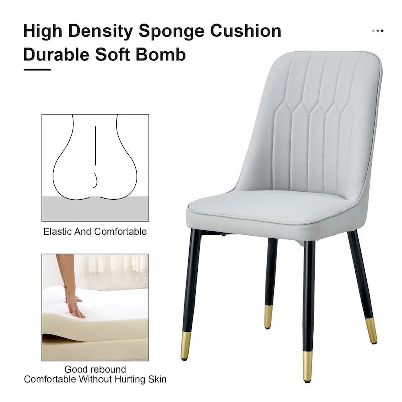 Contemporary Set of 4 Faux Leather Dining Chairs with Cushioned Backrests and Metal Legs – Ideal for Dining Rooms, Living Rooms, and Bedrooms 7