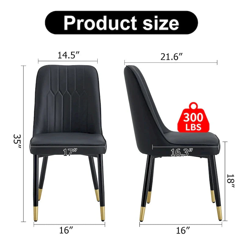 Contemporary Set of 4 Faux Leather Dining Chairs with Cushioned Backrests and Metal Legs – Ideal for Dining Rooms, Living Rooms, and Bedrooms 15