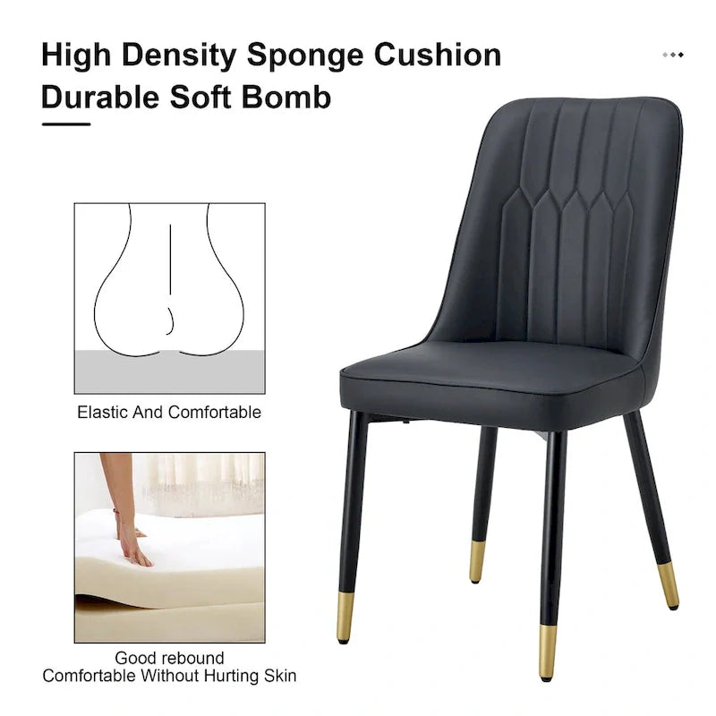 Contemporary Set of 4 Faux Leather Dining Chairs with Cushioned Backrests and Metal Legs – Ideal for Dining Rooms, Living Rooms, and Bedrooms 18