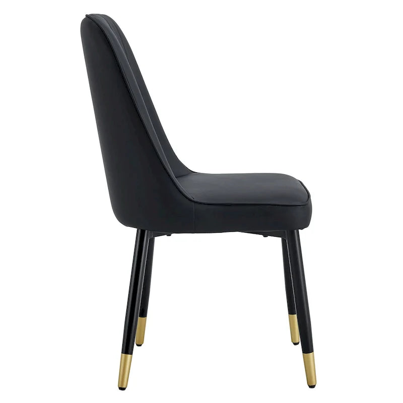 Contemporary Set of 4 Faux Leather Dining Chairs with Cushioned Backrests and Metal Legs – Ideal for Dining Rooms, Living Rooms, and Bedrooms 25