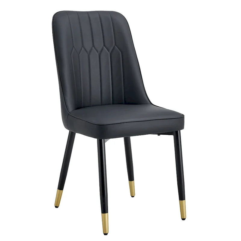 Contemporary Set of 4 Faux Leather Dining Chairs with Cushioned Backrests and Metal Legs – Ideal for Dining Rooms, Living Rooms, and Bedrooms 26