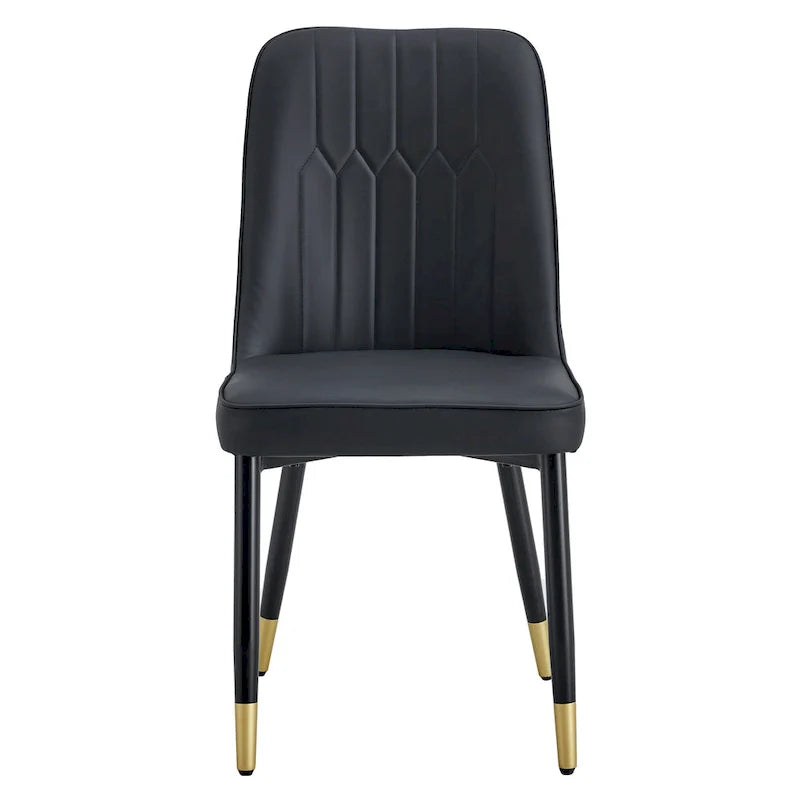 Contemporary Set of 4 Faux Leather Dining Chairs with Cushioned Backrests and Metal Legs – Ideal for Dining Rooms, Living Rooms, and Bedrooms 27