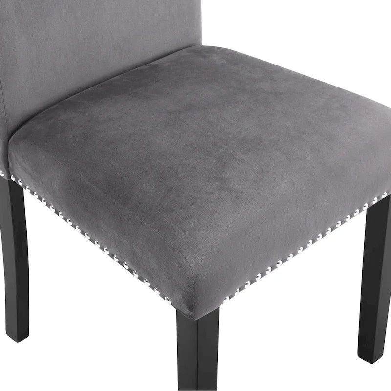 Modern 5-Piece Compact Dining Set with Chrome Nailhead Trim Chairs for Kitchen 7