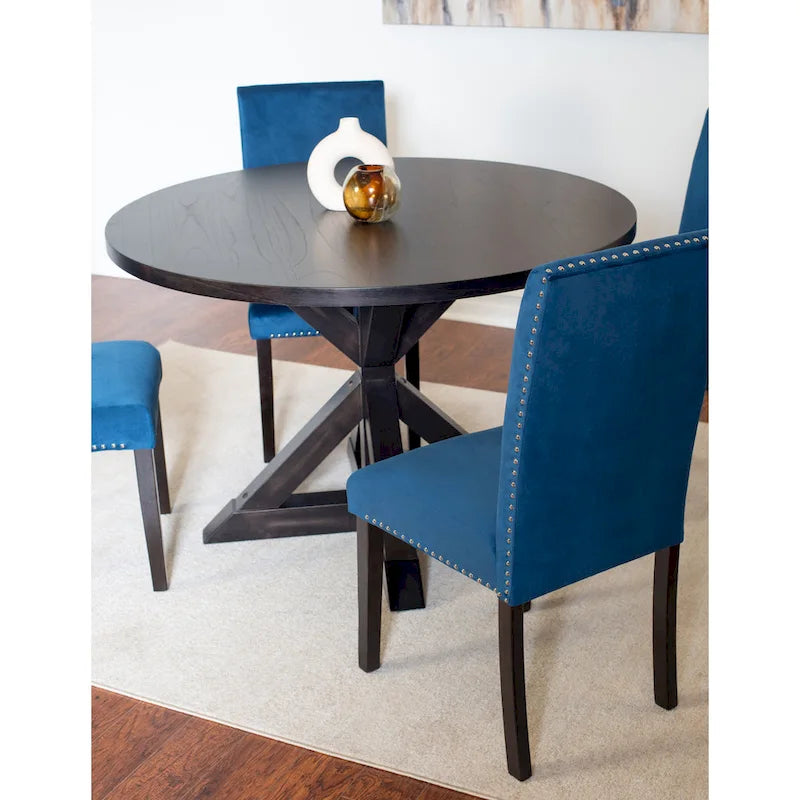 Modern 5-Piece Compact Dining Set with Chrome Nailhead Trim Chairs for Kitchen 10