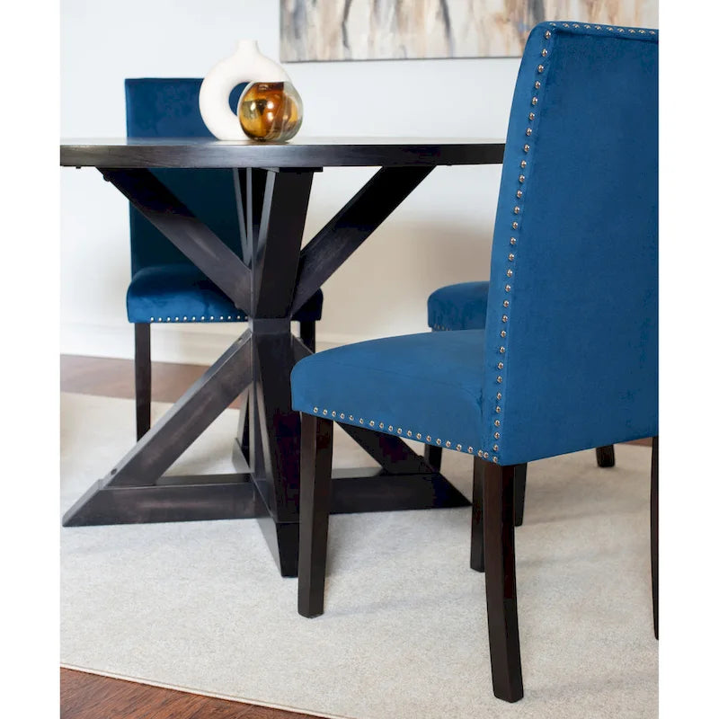 Modern 5-Piece Compact Dining Set with Chrome Nailhead Trim Chairs for Kitchen 12