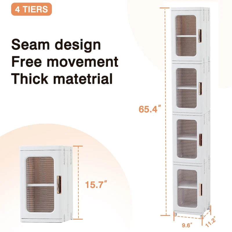 4-Tier Slim Plastic Storage Cabinet with Wheels - Ideal Bathroom Organizer for Small Spaces 2