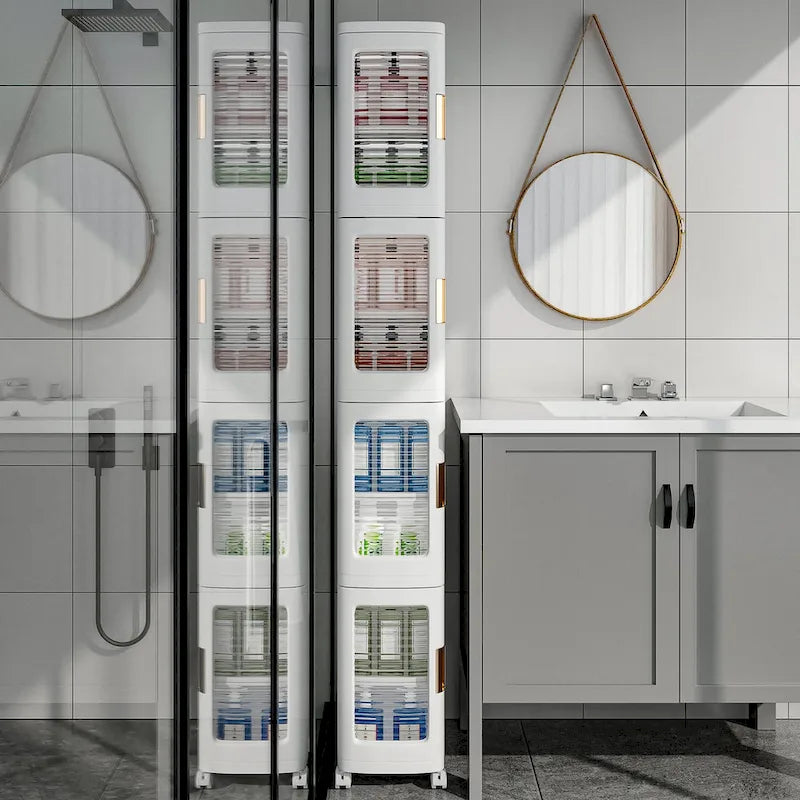 4-Tier Slim Plastic Storage Cabinet with Wheels - Ideal Bathroom Organizer for Small Spaces 3