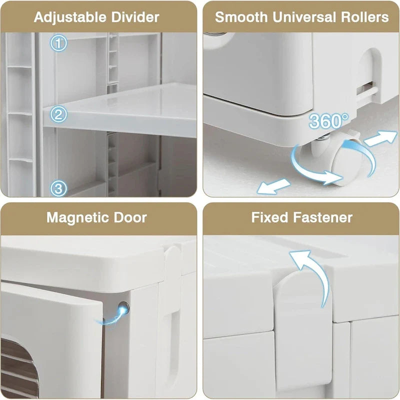 4-Tier Slim Plastic Storage Cabinet with Wheels - Ideal Bathroom Organizer for Small Spaces 6