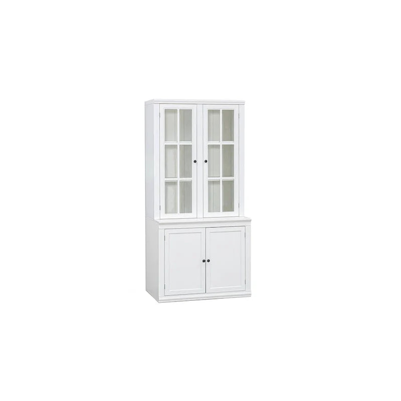 75.25-Inch Tall Traditional Display Cabinet with Tempered Glass Double Doors – Perfect for Living Room, Kitchen, and Home 1