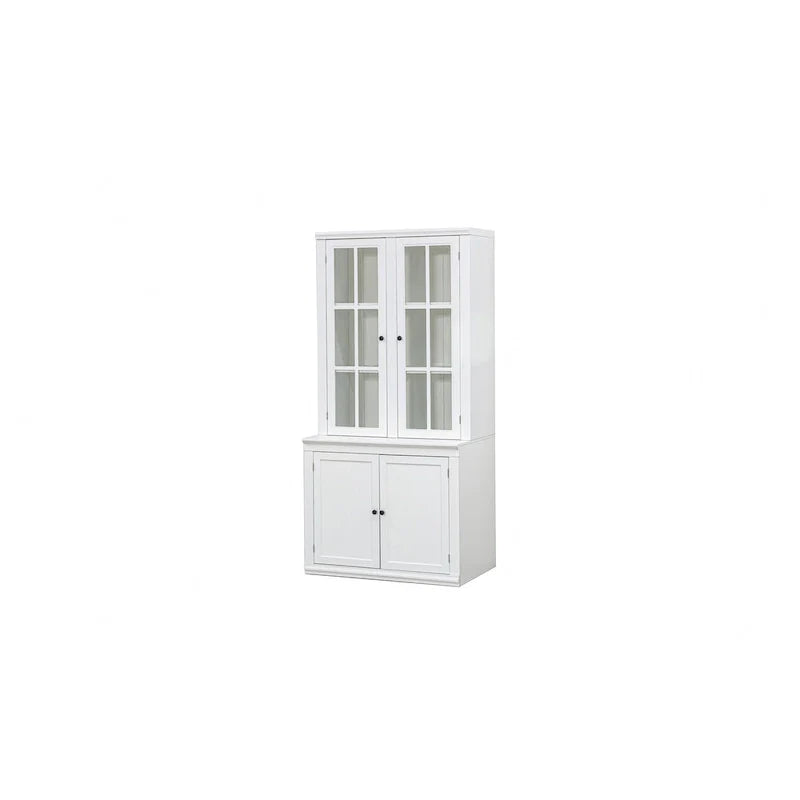 75.25-Inch Tall Traditional Display Cabinet with Tempered Glass Double Doors – Perfect for Living Room, Kitchen, and Home 3
