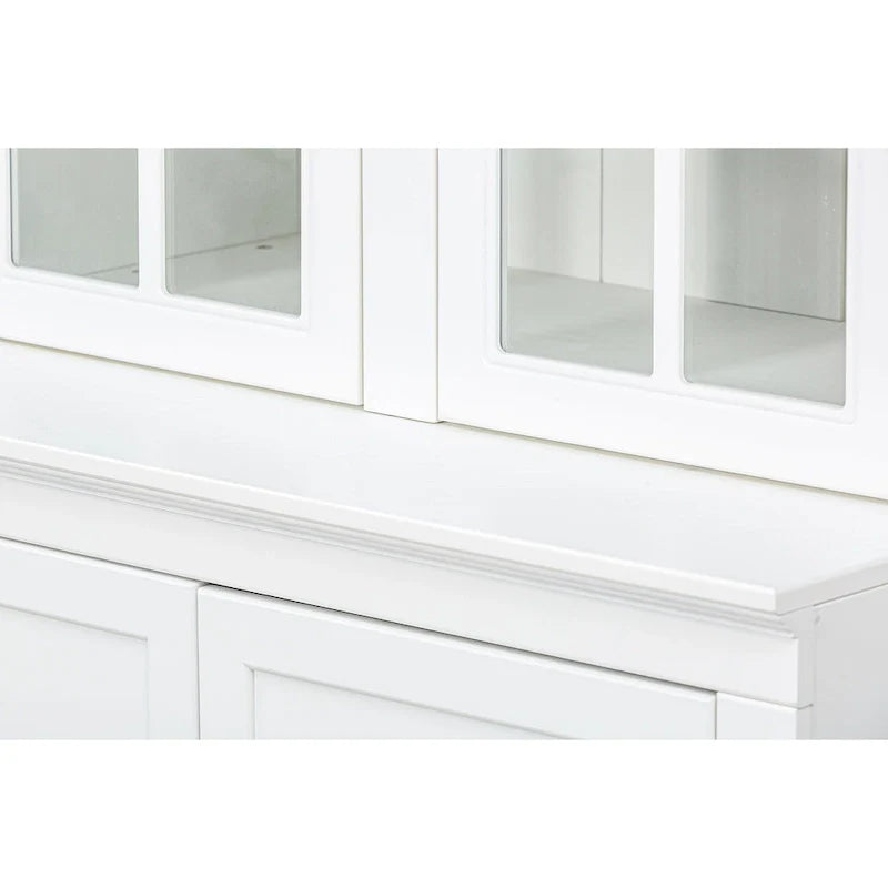 75.25-Inch Tall Traditional Display Cabinet with Tempered Glass Double Doors – Perfect for Living Room, Kitchen, and Home 9