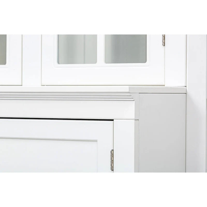 75.25-Inch Tall Traditional Display Cabinet with Tempered Glass Double Doors – Perfect for Living Room, Kitchen, and Home 10