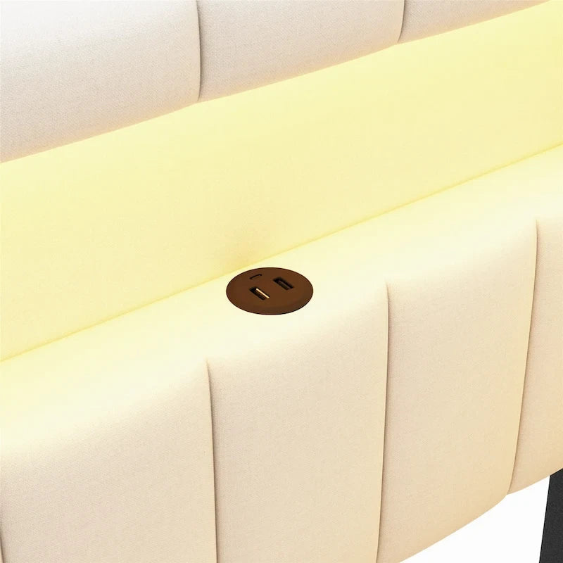 Modern Daybed with LED Lighting USB Ports and Trundle Bed 9