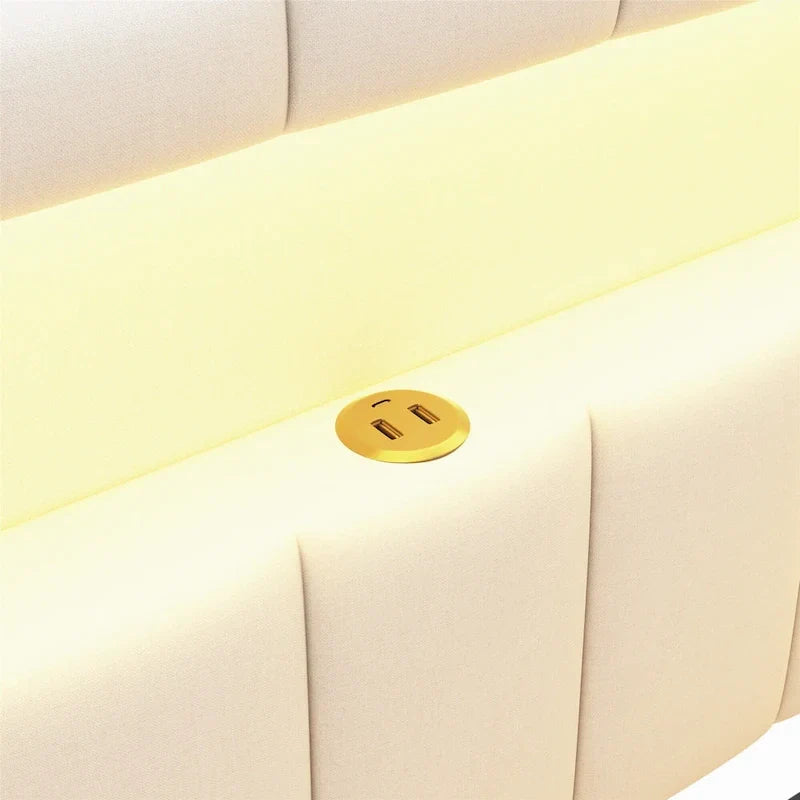 Modern Daybed with LED Lighting USB Ports and Trundle Bed 27