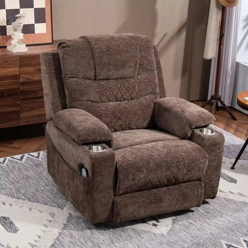 Plush Chenille Power Lift Recliner with Extended Footrest, Lift Assist, Heat & Massage Features, USB/Type C Charging, and Storage 37