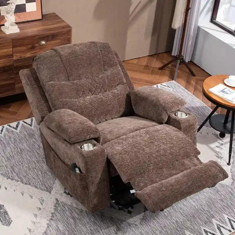 Plush Chenille Power Lift Recliner with Extended Footrest, Lift Assist, Heat & Massage Features, USB/Type C Charging, and Storage 4