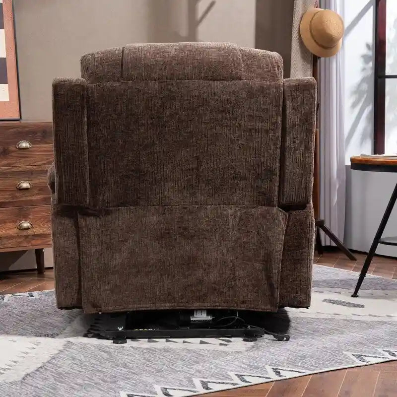 Plush Chenille Power Lift Recliner with Extended Footrest, Lift Assist, Heat & Massage Features, USB/Type C Charging, and Storage 5