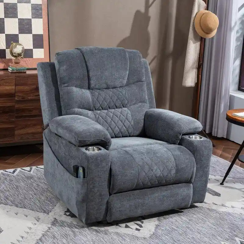 Plush Chenille Power Lift Recliner with Extended Footrest, Lift Assist, Heat & Massage Features, USB/Type C Charging, and Storage 14