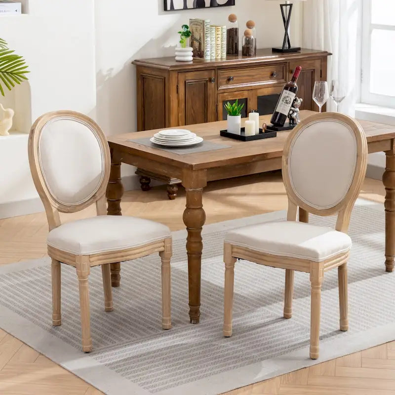 Set of 2 French Oval Back Dining Chairs - Elegant Retro Design with Solid Wood Frame 34