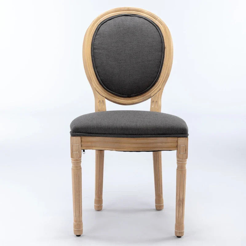 Set of 2 French Oval Back Dining Chairs - Elegant Retro Design with Solid Wood Frame 2