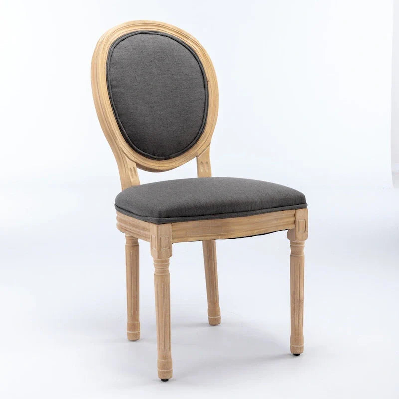 Set of 2 French Oval Back Dining Chairs - Elegant Retro Design with Solid Wood Frame 3