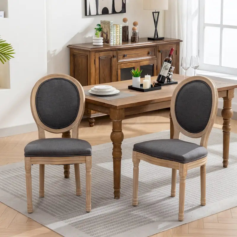 Set of 2 French Oval Back Dining Chairs - Elegant Retro Design with Solid Wood Frame 12
