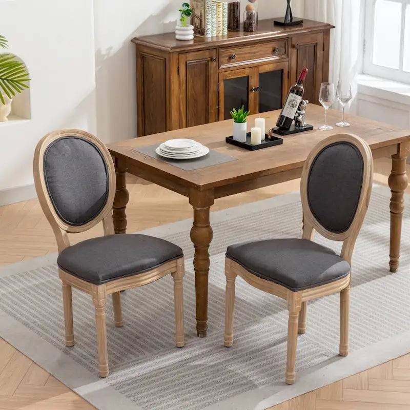 Set of 2 French Oval Back Dining Chairs - Elegant Retro Design with Solid Wood Frame 13