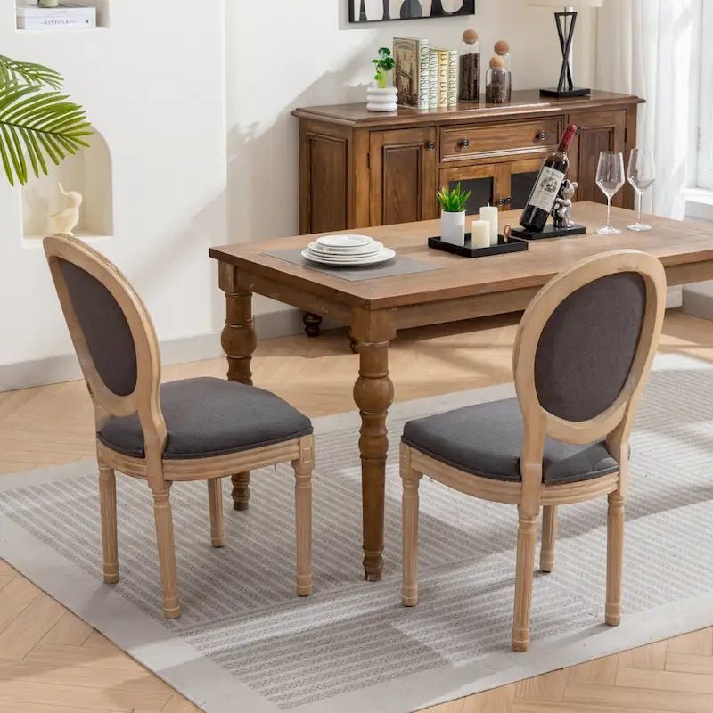 Set of 2 French Oval Back Dining Chairs - Elegant Retro Design with Solid Wood Frame 14