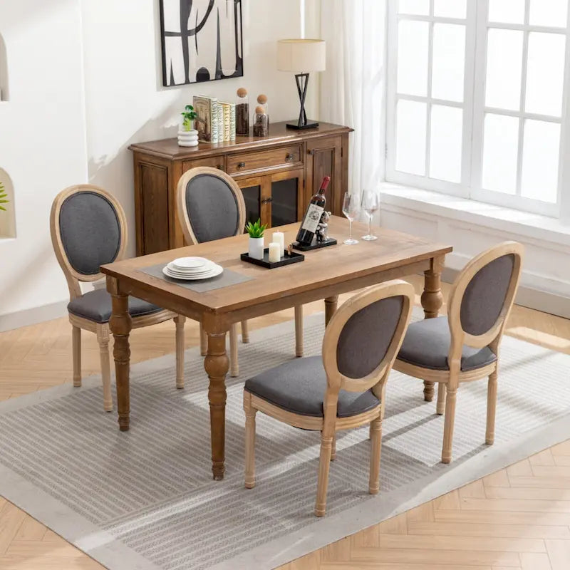 Set of 2 French Oval Back Dining Chairs - Elegant Retro Design with Solid Wood Frame 15